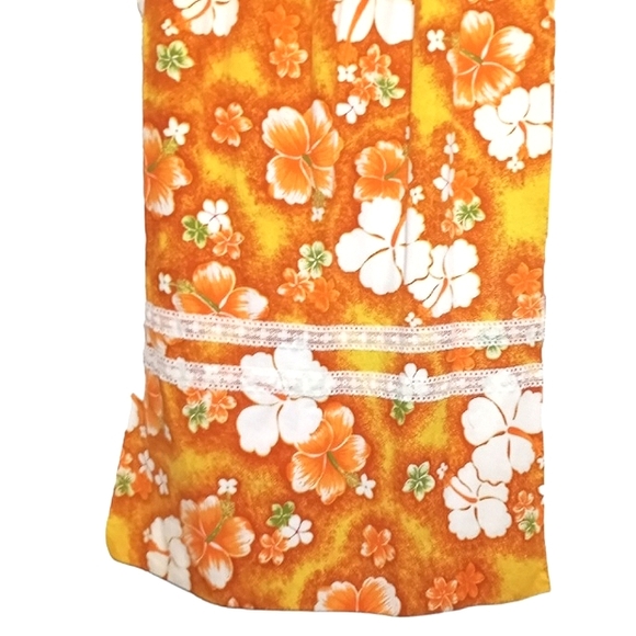 VTG 60's Handmade G.V.H. Hawaii Print Fabric Orange Floral Dress MEDIUM - Picture 5 of 15